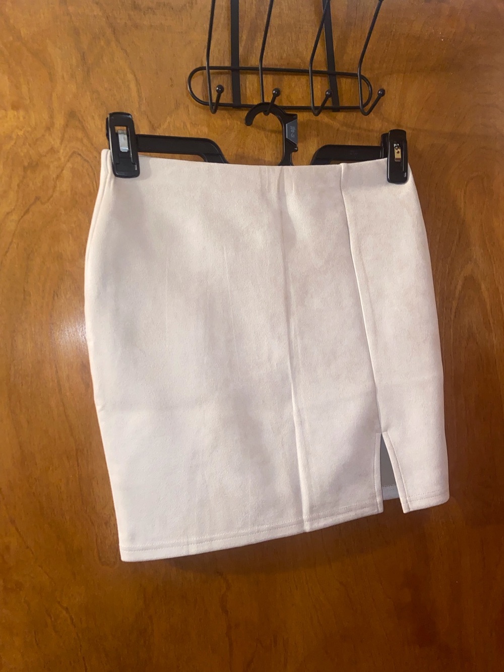 Canton Walker Classic Cream Tan Mini Skirt with Front Slit Size Small